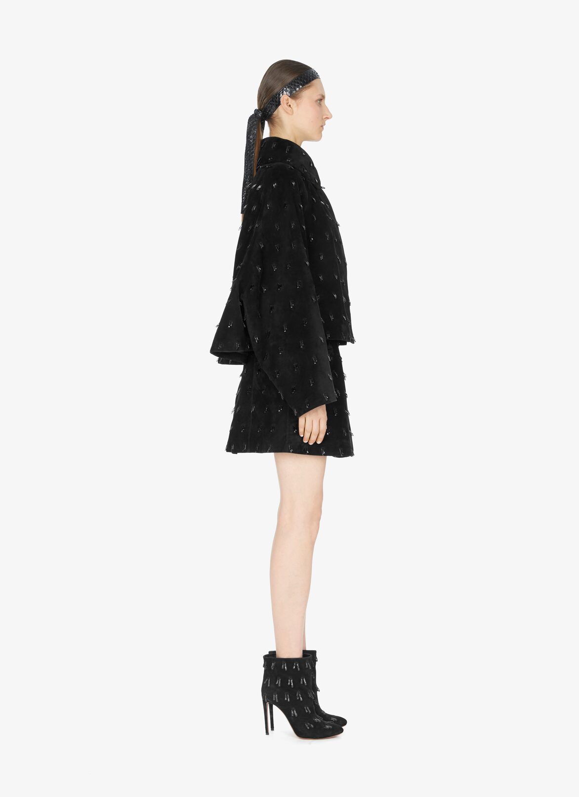 Alaïa Edition 1989 Suede And Watersnake Cropped Jacket ALAÏA BLACK ALAÏA EDITION 1989 SUEDE AND WATERSNAKE CROPPED JACKET